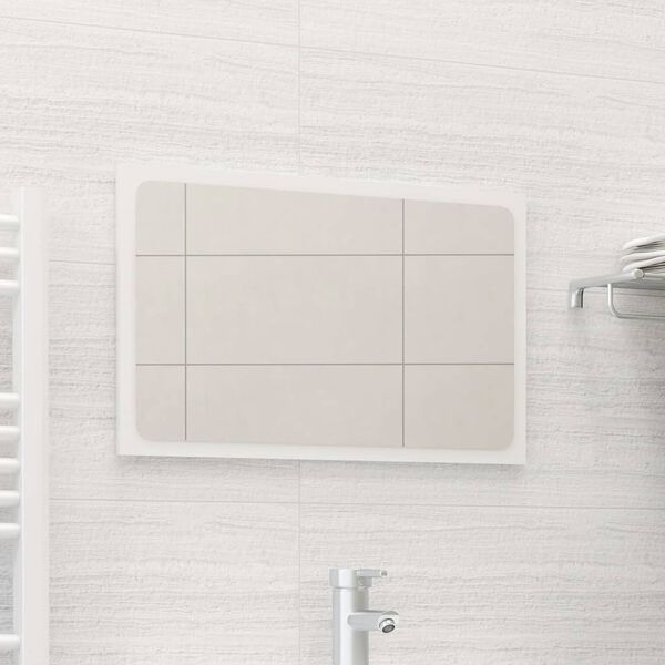 vidaXL Espejo de ba&ntilde;o madera contrachapada blanco brillo 60x1,5x37 cm