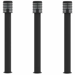 vidaXL L&aacute;mparas de suelo exterior 3 uds acero inoxidable negro 110 cm
