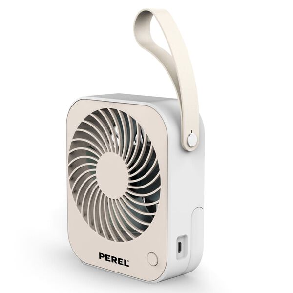 Perel Ventilador USB port&aacute;til color crema y blanco
