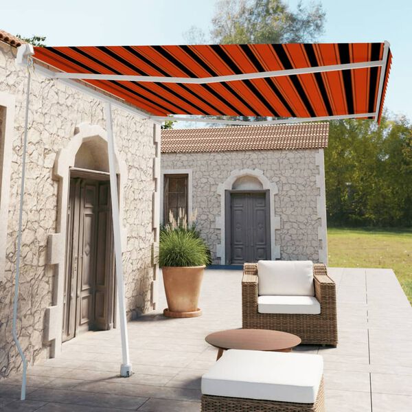 vidaXL Toldo de pie retr&aacute;ctil manual naranja y marr&oacute;n 300x250 cm