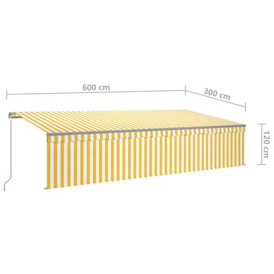 vidaXL Toldo retráctil manual con persiana amarillo y blanco 6x3 m