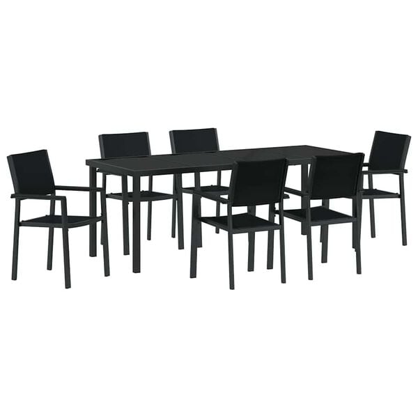 vidaXL Conjunto de Comedor de Jard&iacute;n 7 pcs Negro
