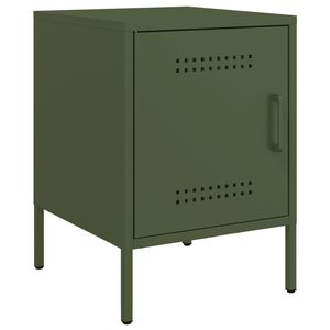 vidaXL Mesita de noche de acero verde oliva 36x39x50,5 cm