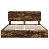 vidaXL Cama con almacenamiento con cabecera Roble ahumado 180 x 200 cm