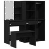 vidaXL Conjunto de mesa de vestidor con LED 4 pcs Roble Negro