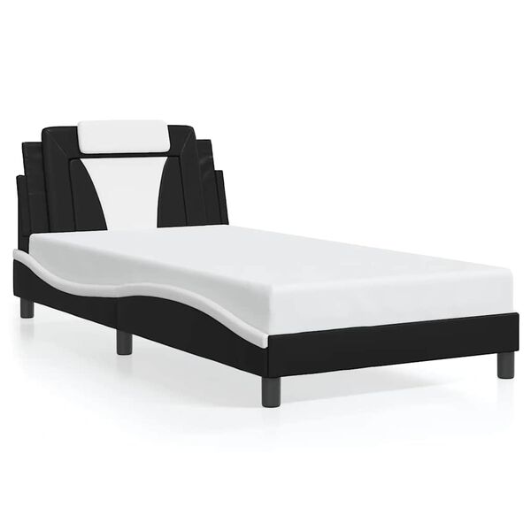 vidaXL Estructura de cama Viana sin colch&oacute;n cuero sint&eacute;tico negro y blanco