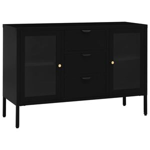 vidaXL Aparador de acero y vidrio negro 105x35x70 cm