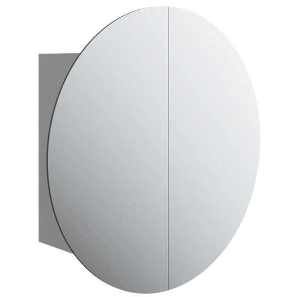 vidaXL Armario de ba&ntilde;o con espejo redondo y LED gris 47x47x17,5 cm