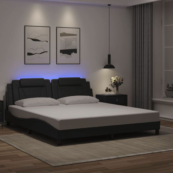 vidaXL Estructura de cama Viana con LED sin colch&oacute;n negro 180x200cm