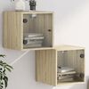 vidaXL Mesitas noche con puertas vidrio 2 uds roble Sonoma 35x37x35 cm