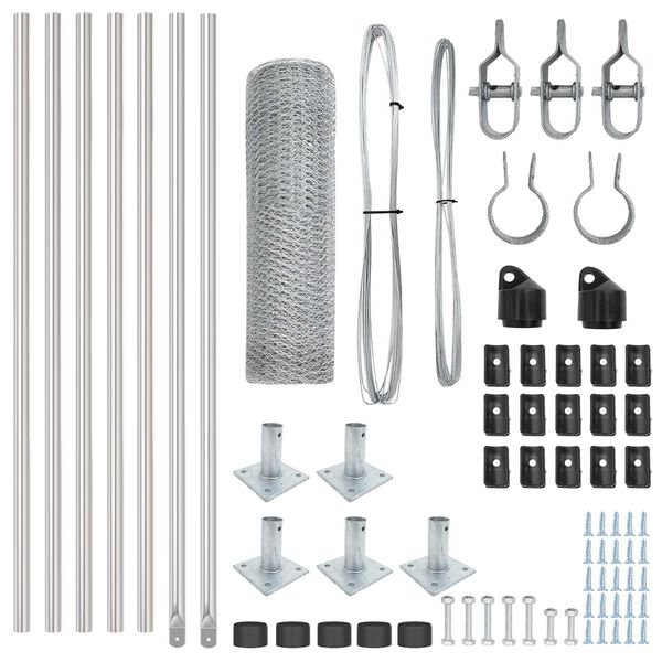 vidaXL Poste de Valla Plateado 10 x 0,6 m (malla de 25 mm) Acero
