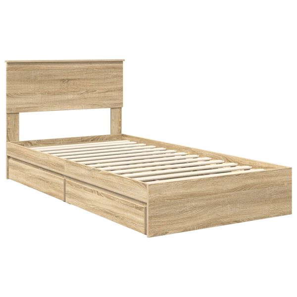 vidaXL Cama con almacenamiento con cabecera Roble Sonoma 100 x 200 cm