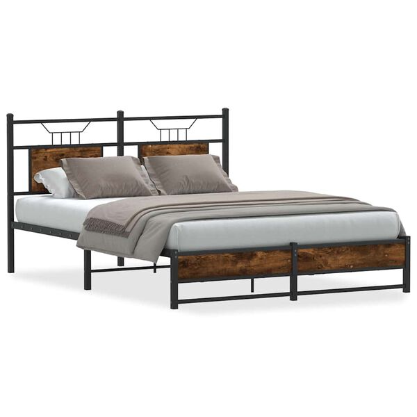 vidaXL Estructura de cama sin colchón madera roble ahumado 137x190 cm