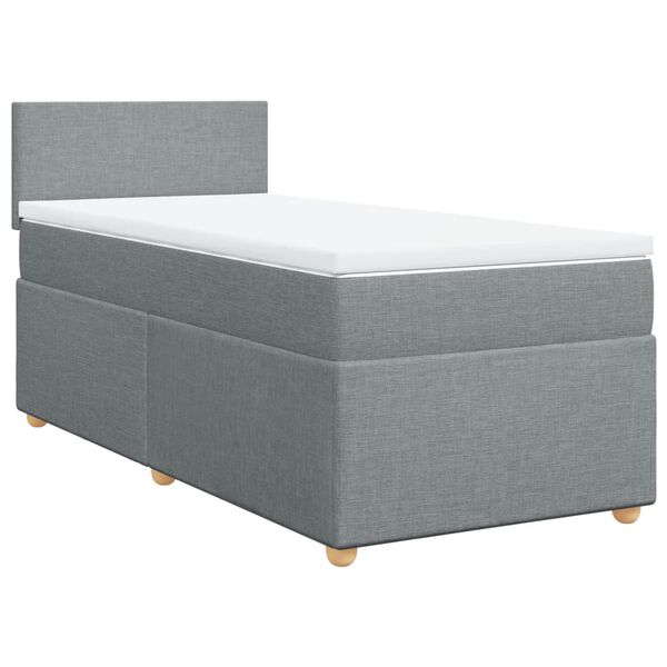 vidaXL Cama box spring con colch&oacute;n tela gris claro 90x190 cm