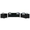 vidaXL Conjunto de sof&aacute;s de 2 y 3 plazas y sill&oacute;n de cuero artificial negro