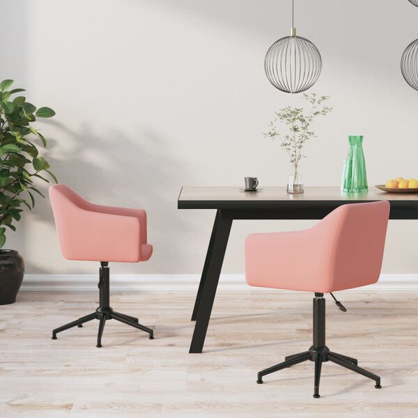 vidaXL Sillas de comedor giratorias 2 unidades terciopelo rosa