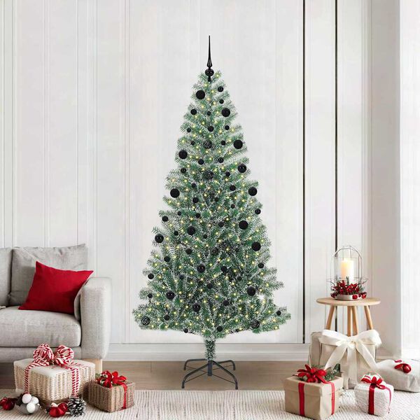 vidaXL Árbol de Navidad Artificial Nevado con Luz LED Verde y 210 cm