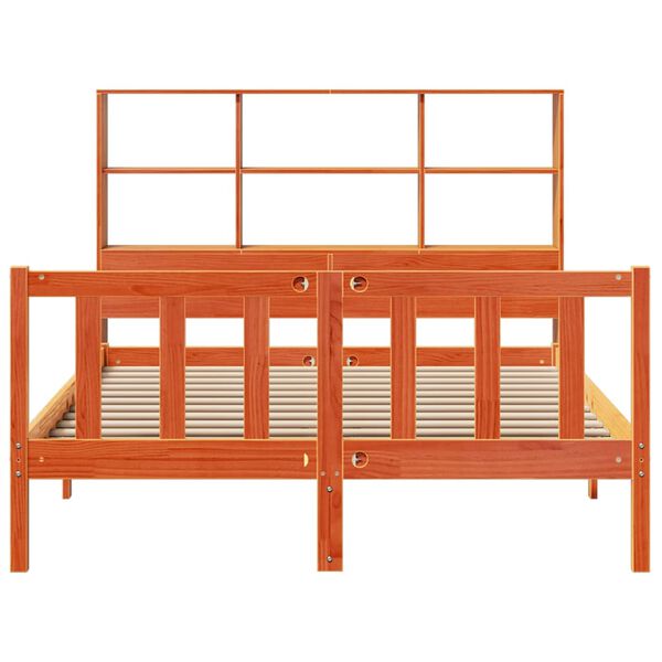 vidaXL Cama con estanter&iacute;a sin colch&oacute;n madera maciza marr&oacute;n 150x200 cm