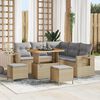 vidaXL Conjunto de sof&aacute; de jard&iacute;n 8 pcs Beige rat&aacute;n sint&eacute;tico