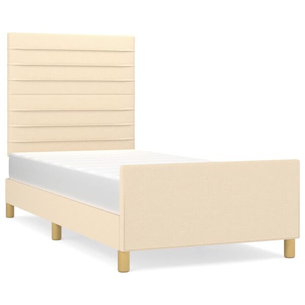 vidaXL Estructura de cama sin colch&oacute;n tela crema 90x200 cm