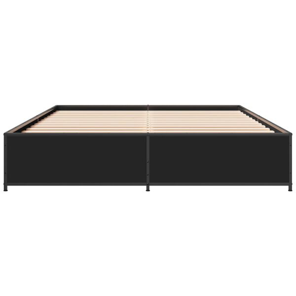 vidaXL Estructura de cama madera de ingenier&iacute;a y metal negro 150x200cm