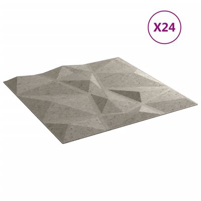 vidaXL Paneles de pared 24 uds diamante gris hormigón 50x50cm XPS 6 m²