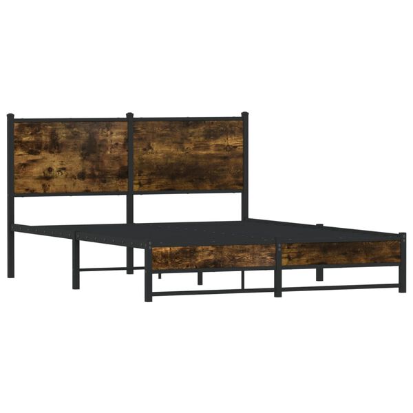 vidaXL Estructura de cama sin colch&oacute;n metal roble ahumado 150x200 cm