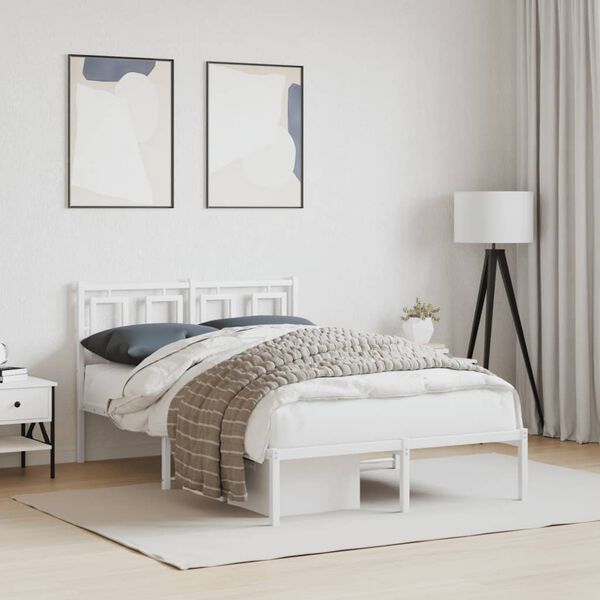 vidaXL Estructura cama sin colchón con cabecero metal blanco 120x190cm