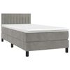 vidaXL Cama box spring colch&oacute;n y LED terciopelo gris claro 90x190 cm