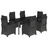 vidaXL Set de comedor de jard&iacute;n 7 pzas y cojines rat&aacute;n sint&eacute;tico negro