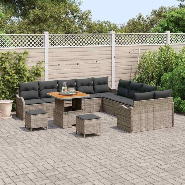 vidaXL Conjunto de sofá de jardín 13 pcs Gris ratán sintético
