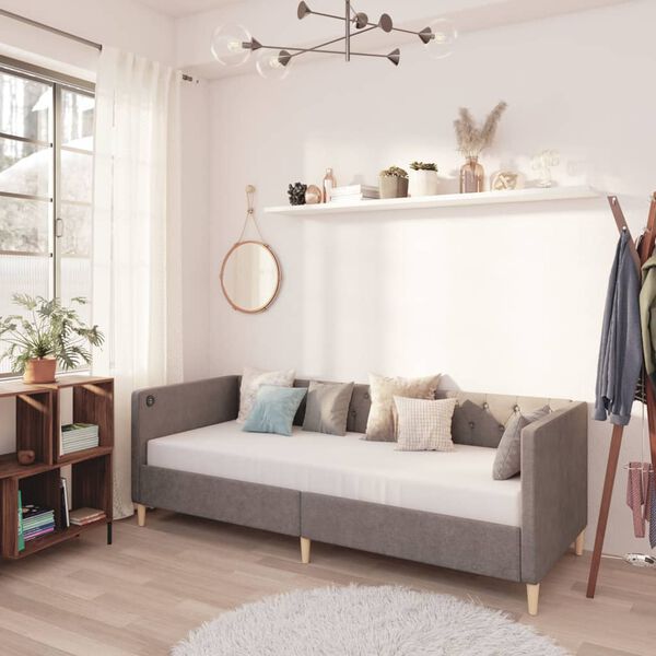 vidaXL Sof&aacute; cama USB de tela gris claro 90x200 cm