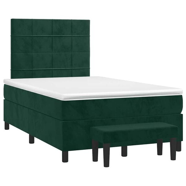 vidaXL Cama box spring con colch&oacute;n terciopelo verde oscuro 120x200 cm