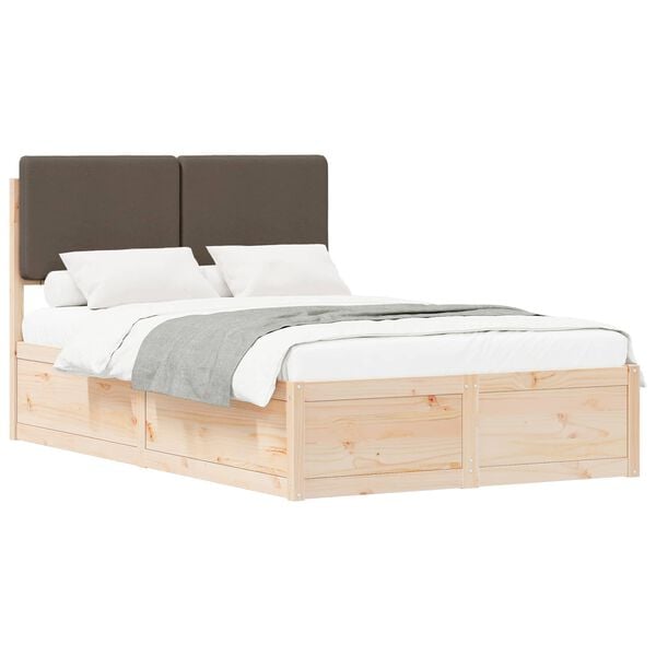 vidaXL Estructura de Cama con Cabecera Tapizada Taup&eacute; 120 x 190 cm