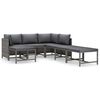 vidaXL Set de muebles de jard&iacute;n 7 pzas y cojines rat&aacute;n sint&eacute;tico gris