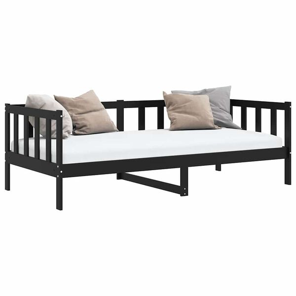 vidaXL Sofá cama sin colchón madera maciza de pino negro 90x200 cm