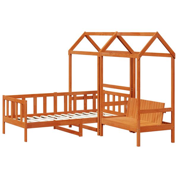 vidaXL Juego de Cama de D&iacute;a 3 pcs Marr&oacute;n cera Madera de pino macizo