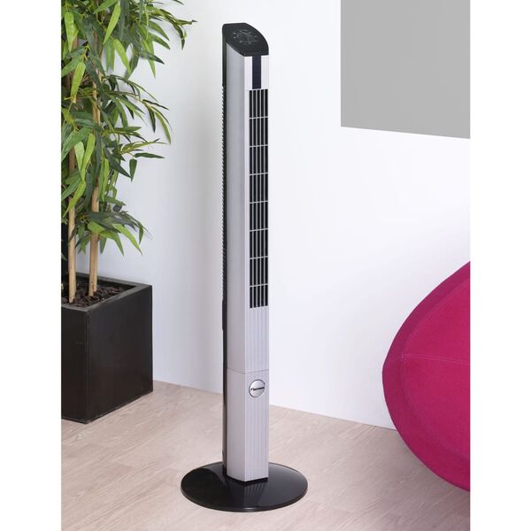 Ventilador de torre Bestron DFT430, 50 cm, Negro/ Plateado