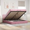 vidaXL Estructura cama otomana con colch&oacute;n terciopelo rosa 160x200 cm