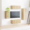 vidaXL Conjunto de mueble de TV Montaje en la pared 4 pcs Roble Sonoma