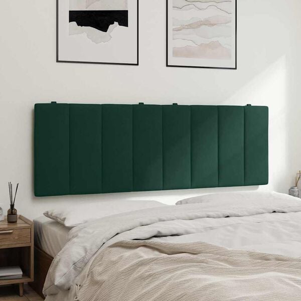 vidaXL Cabecero de cama acolchado Hanko terciopelo verde oscuro 140 cm