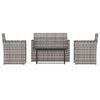 vidaXL Muebles de jard&iacute;n con cojines 4 piezas rat&aacute;n sint&eacute;tico gris