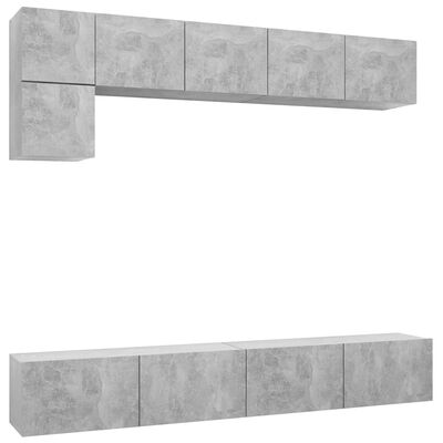 vidaXL Set de muebles de salón 5 pzas madera ingeniería gris hormigón