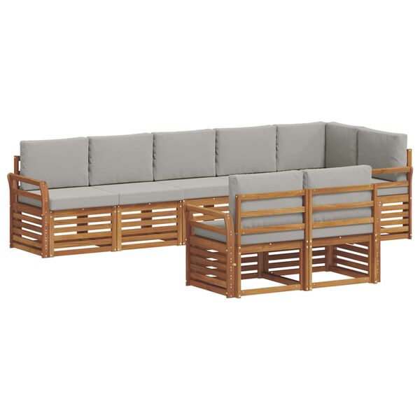 vidaXL Juegos de sof&aacute;s con coj&iacute;n 8 pcs Gris Natural y Claro