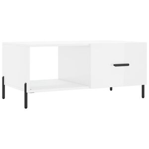 vidaXL Mesa de centro madera contrachapada blanco brillo 90x50x40 cm