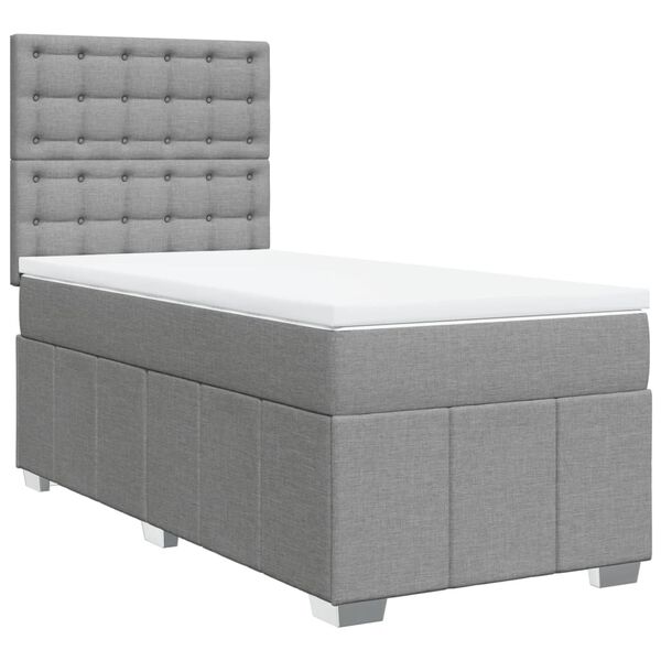 vidaXL Cama box spring con colch&oacute;n tela gris claro 80x200 cm