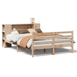 vidaXL Cama con estantería sin colchón madera maciza de pino 120x190cm