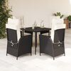 vidaXL Set de muebles jard&iacute;n 5 pzas con cojines rat&aacute;n sint&eacute;tico negro