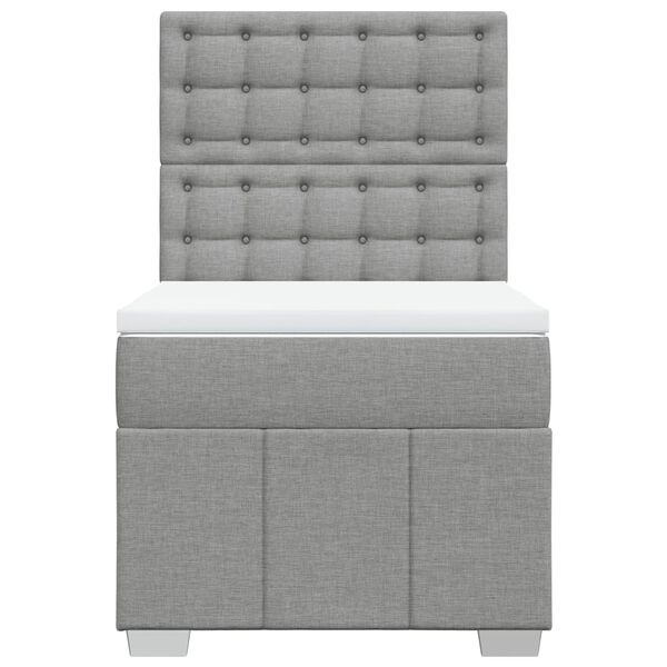 vidaXL Cama box spring con colch&oacute;n tela gris claro 90x190 cm