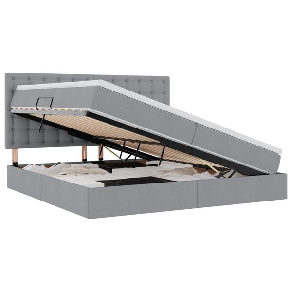 vidaXL Cama con almacenamiento y colch&oacute;n Gris Claro 200 x 200 cm